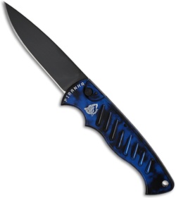 Piranha Tactical Blue P-1 Pocket Automatic Knife (3.2" Black Plain)