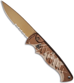 Piranha Automatic Pocket Knife Desert Camo (3.2" Bronze Serr)