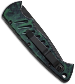 Piranha Tactical Green Pocket Automatic Knife (3.2" Black Plain)