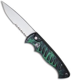 Piranha Green P-1 Pocket Automatic Knife (3.2" Mirror Serr)