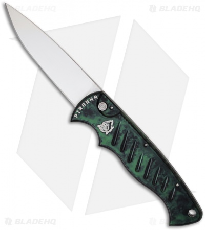 Piranha Green P-1 Pocket Automatic Knife (3.2" Mirror Plain)