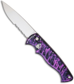 Piranha Plum P-1 Pocket Automatic Knife (3.2" Mirror Serr)
