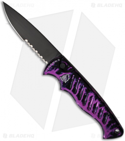 Piranha Tactical Plum Pocket Automatic Knife (3.2" Black Serr)