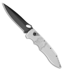 Piranha Mini Predator Silver Tactical Automatic Knife (3.5" Black Plain)