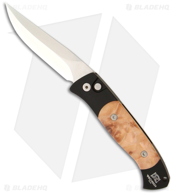 Protech Small Brend 2 Automatic Knife w/ Maple Burl (2.9" Satin Plain