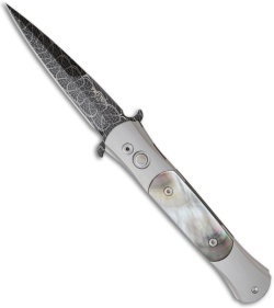 Protech Custom Steel Don Knife w/ Black Lip Pearl Inlays (3.5" Damascus)