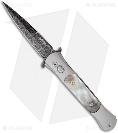 Protech Custom Steel Don Knife w/ Black Lip Pearl Inlays (3.5" Damascus)
