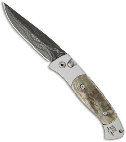 Protech Brend Auto 2 Steel Custom Knife (Black Lip Pearl / Nichols Damascus)