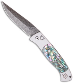 Protech Brend Auto 2 Steel Custom Knife (Mosaic Abalone / Thomas Damascus)
