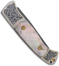 Protech Small Brend Auto 2 Ultimate Custom Knife Black Lip Pearl (2.9" Damascus)