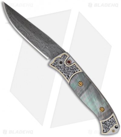Protech Small Brend Auto 2 Ultimate Custom Knife Black Lip Pearl (2.9" Damascus)