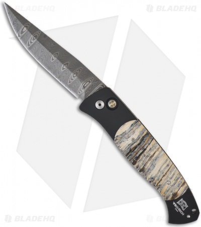 Protech Custom Brend 1 Automatic Knife w/ Mastodon Tooth (5" Damascus)