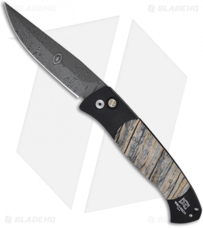 Protech Custom Brend 1 Automatic Knife Mastodon Tooth (4.75" Damascus)