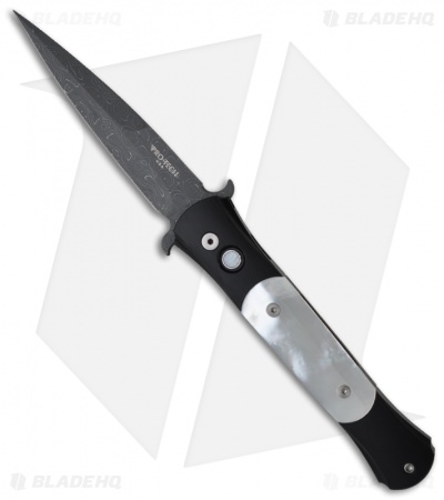 Protech The Don Damascus Custom Automatic Knife w/ Mother of Pearl Inlays