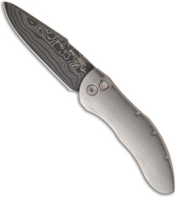 Protech Custom Elishewitz Titanium Doru Automatic Knife (3.5" Damascus) *Used