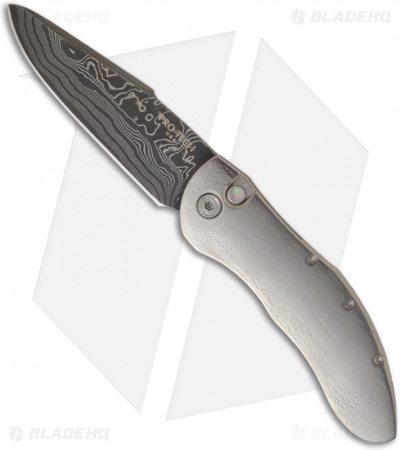 Protech Custom Elishewitz Titanium Doru Automatic Knife (3.5" Damascus) *Used