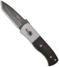 Emerson Protech Steel Custom CQC-7 Automatic Knife w/ Carbon Fiber (Damascus)