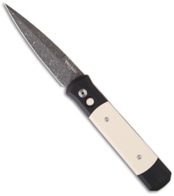 Protech Custom Godfather Automatic Knife w/ Ivory Micarta (4" Damascus) 951-D