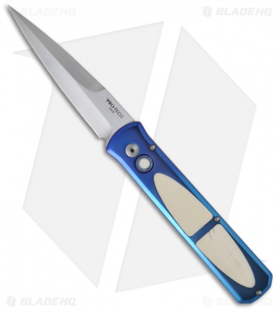 Protech Titanium Custom Godfather Automatic Knife w/ Ivory (4" Satin Plain)