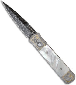 Protech Masterpiece Custom Godfather Auto Knife w/ Mother of Pearl (4" Damascus)