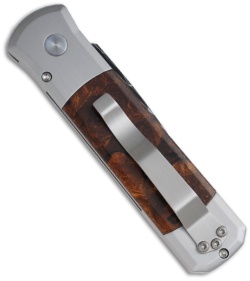 Protech Steel Custom Damascus Godson Knife w/ Desert Ironwood  (3.15" Plain)
