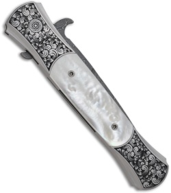 Protech Large Don "Ultimate Custom" Stainless w/ MOP Inlays Damascus