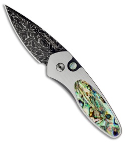 Protech Steel Custom Sprint Automatic Knife w/ Paua (1.95" Damascus)