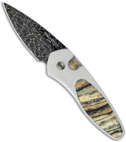 Protech Prototype Sprint Steel Automatic Knife w/ Mastodon Tooth (Damascus)