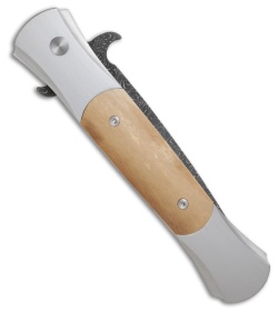 Protech Knives Large Don Steel Custom Knife w/ Mastodon Ivory (4.5" Damascus)