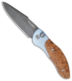 Protech Knives Doru 2011 Custom Titanium w/ Ash Burl Wood (3.5" Damascus)