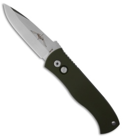 Emerson Protech CQC7-A Spear Point Auto w/ Green Solid Handle (3.25" Plain)