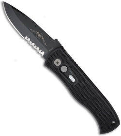 Emerson Protech CQC7-A Spear Point Auto Knife w/ Knurl (3.25" Black Serr)