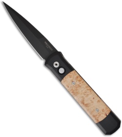 Protech Godfather Automatic Knife w/ Maple Burl Wood (4" Black Plain) 907