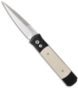Protech Godfather Automatic Knife w/ Ivory Micarta Tuxedo (4" Satin Plain) 951