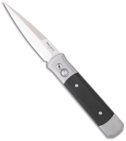 Protech Godfather Automatic Knife Gray w/ Black G10 (4" Satin Plain) 900