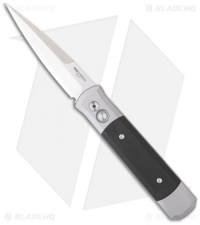 Protech Godfather Automatic Knife Gray w/ Black G10 (4" Satin Plain) 900