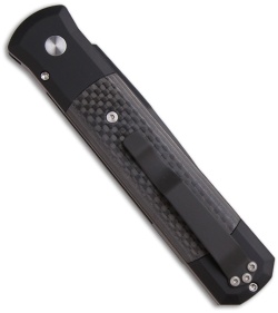 Protech Godfather Automatic Knife Black w/ Carbon Fiber (4" Black Plain) 901BT
