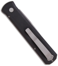 Protech Godfather Automatic Knife Solid Black Handle (4" Bead Blast Plain) 920