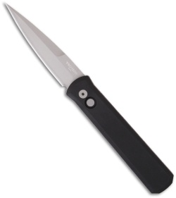 Protech Godfather Automatic Knife Solid Black Handle (4" Bead Blast Plain) 920
