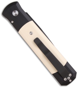 Protech Godfather Automatic Knife w/ Ivory Micarta Tuxedo (4" Black Plain) 952
