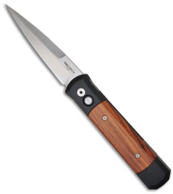 Protech Godfather Automatic Knife Black w/ Cocobolo Wood (4" Satin Plain) 906-C