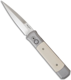 Customized Protech Godfather Automatic Knife w/ Ivory (4" Satin Plain)