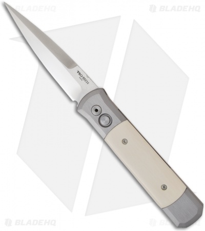 Customized Protech Godfather Automatic Knife w/ Ivory (4" Satin Plain)