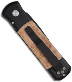 Protech Godson Automatic Knife w/ Maple Burl Wood (3.15" Black Plain) 707