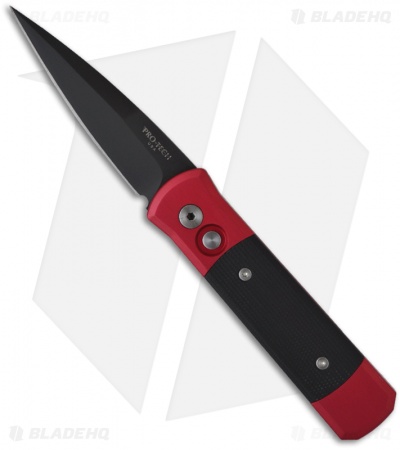 Protech Godson Automatic Knife Red Handle w/ G-10 (3.15" Black Plain) 702