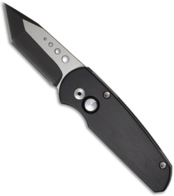 Protech Runt 3 Black Automatic Tanto Knife (1.94" Two-Tone Plain) R307
