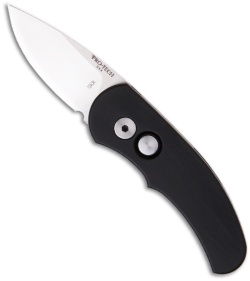 Protech Runt J4 Automatic Knife Black Handle (1.94" Satin Plain) 4411