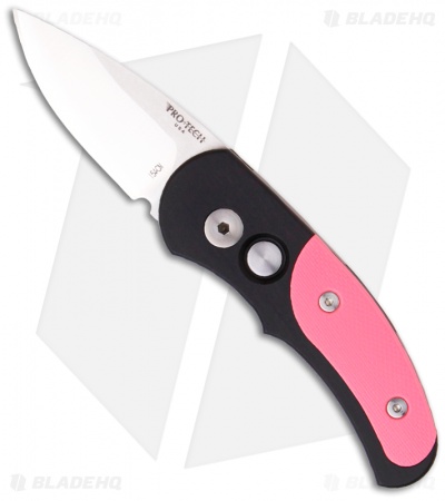 Protech Runt J4 Automatic Knife w/ Pink G-10 (1.94" Satin Plain) 4445