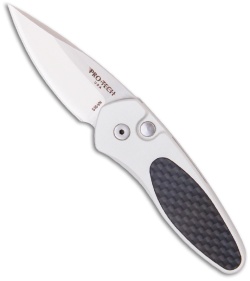 Protech Sprint Automatic Knife Silver w/ Carbon Fiber (1.99" Stonewash) 2910