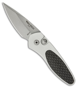 Protech Sprint Automatic Knife Silver w/ Carbon Fiber (1.95" Stonewash) 2910